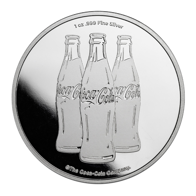 A picture of a Rond en argent pur Coca-ColaMD de 1 oz